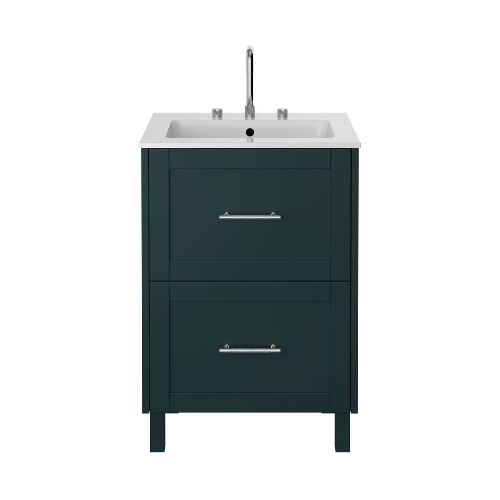 Cut out image of the Heritage Lynton 600mm Classic Green Freestanding Vanity Unit, Basin & Handle Pack